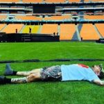 Chris Brown lands in South Africa, visits FNB Stadium
