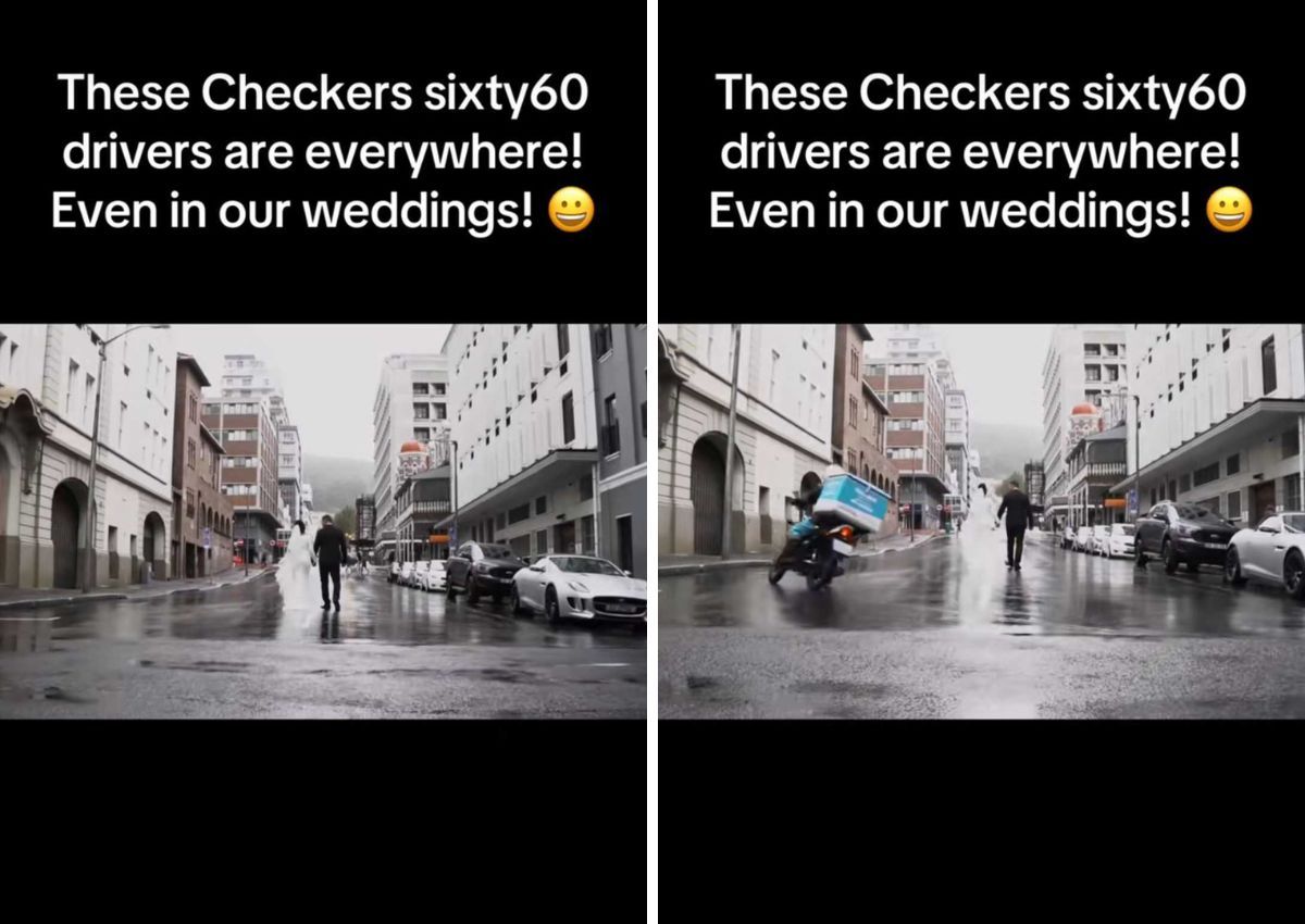 Running late? Checkers Sixty60 driver gatecrashes wedding video!