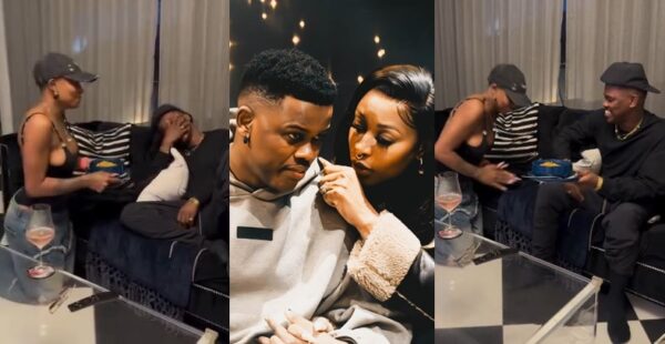 DJ Zinhle kneels to serve Murdah Bongz a meal ahead of Valentine’s Day (Video)