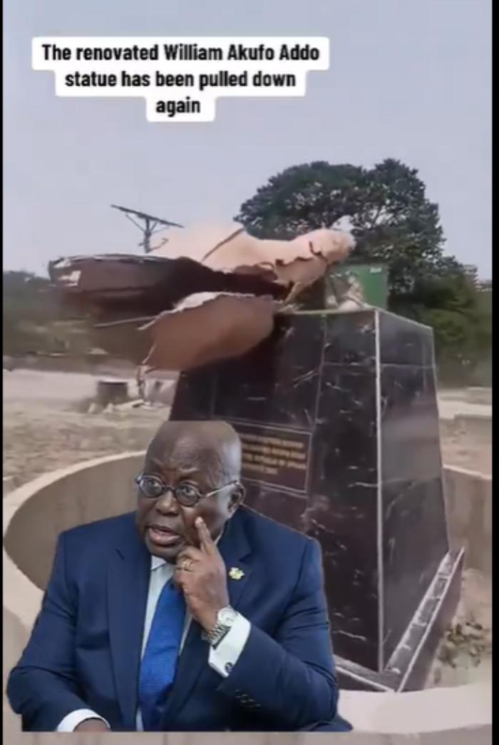 Until They Use Vibranuim to Build that Statue, Ego Down – Netizens React as Akufo-Addo’s Statue Completely Destroyed for the 2nd Time