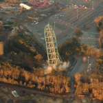 Implosion of world’s tallest roller coaster Kingda Ka caught on camera during planned Six Flags demolition