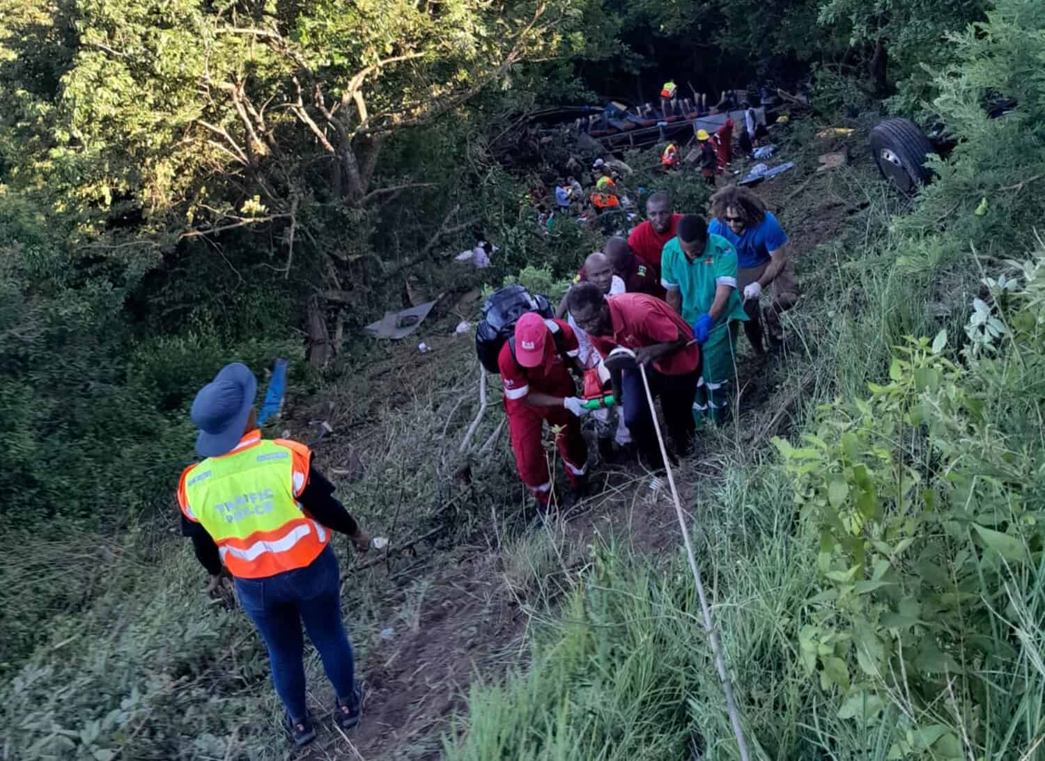 ‘Horrific’: 82-seater bus rolls off embankment in KZN, children among casualties