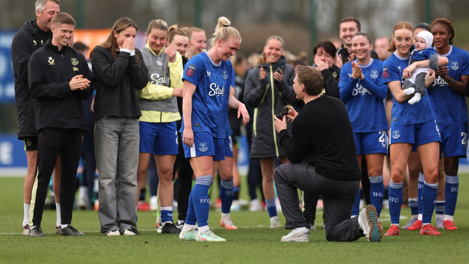 Everton star in fairy tale Women’s Super League comeback as midfielder is surprised with on-pitch proposal